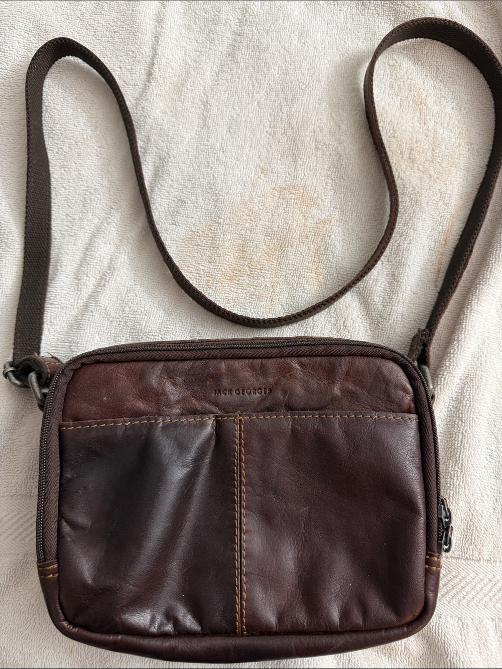 EPLC Jack George Brown Leather Compact Messenger Bag